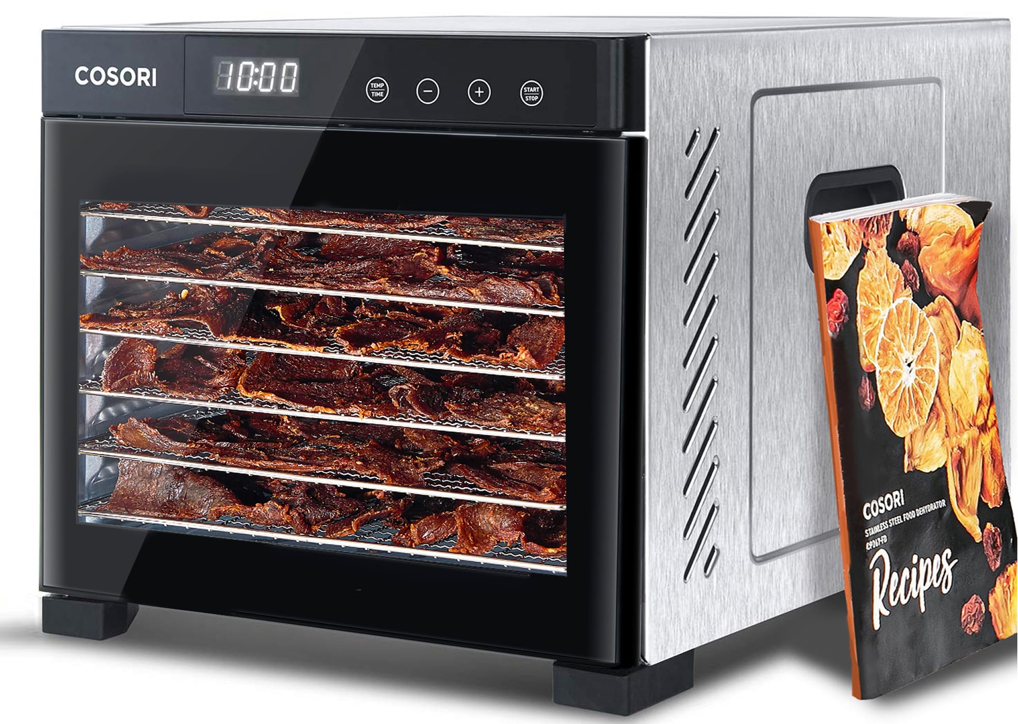 COSORI Food Dehydrator for Jerky, Holds 7.57lb Raw Beef with Large 6.5ft² Drying Space, 6 Stainless Steel 13"x12" Trays, 165°F Dehydrated Dryer for Dog Treats, Herbs, Meat, Fruit, and Yogurt, Silver